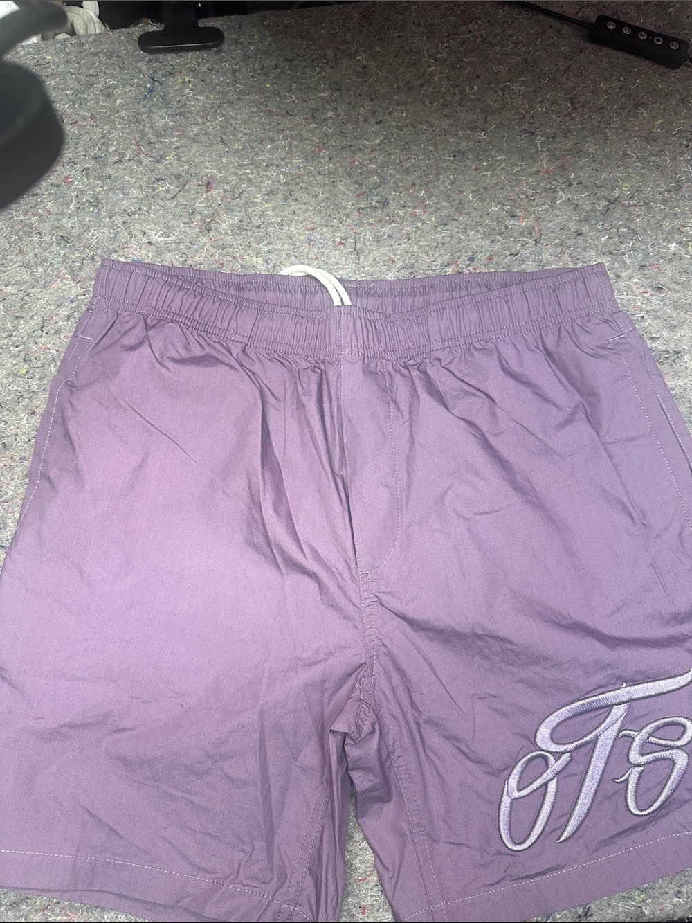Men's Lavender Athletic Shorts with Drawstring and Script Accent